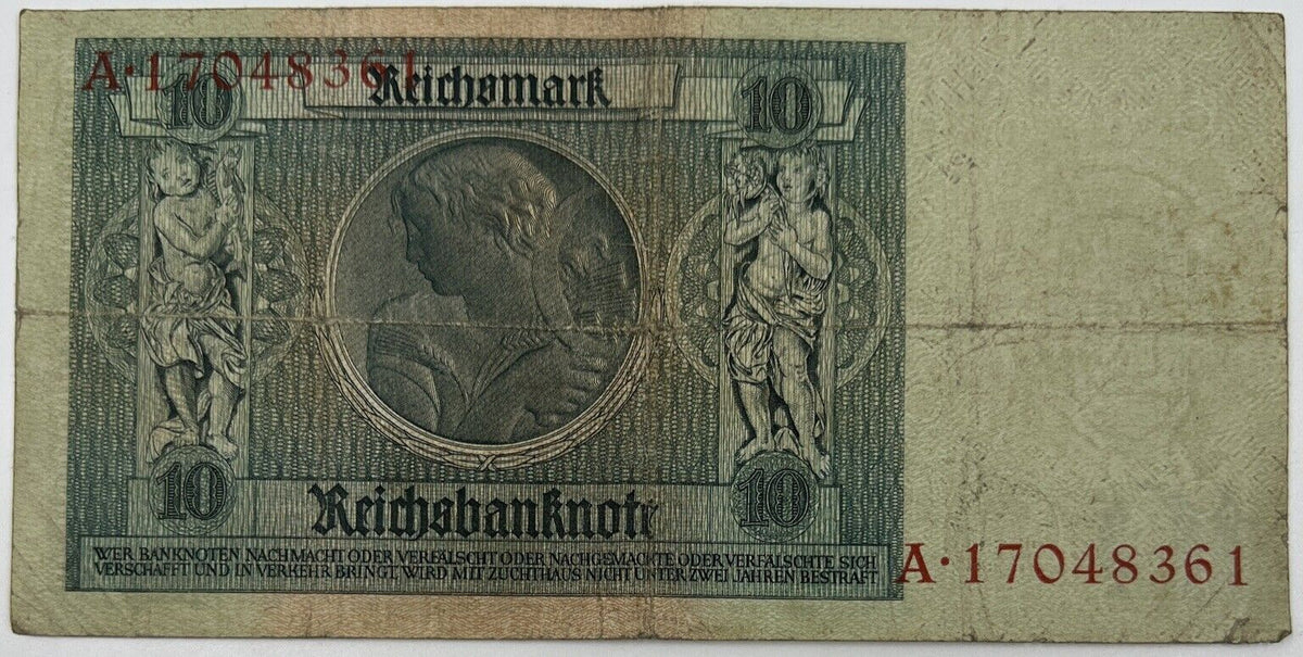 Old Vintage Germany 10 Mark Banknote | Collectable Grade