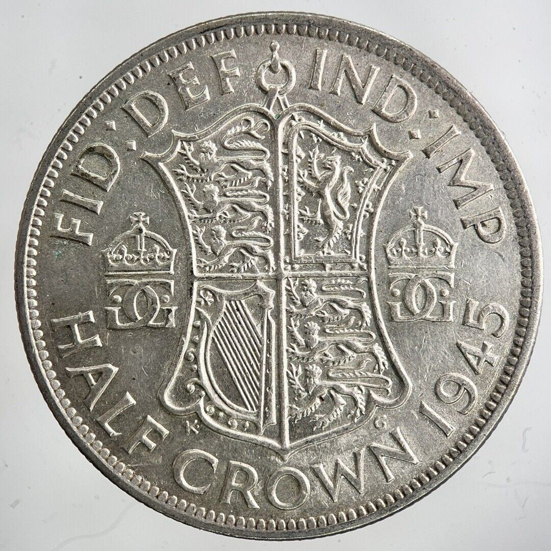 1945 George VI Half - Crown Silver Coin | Fine Collectable Grade