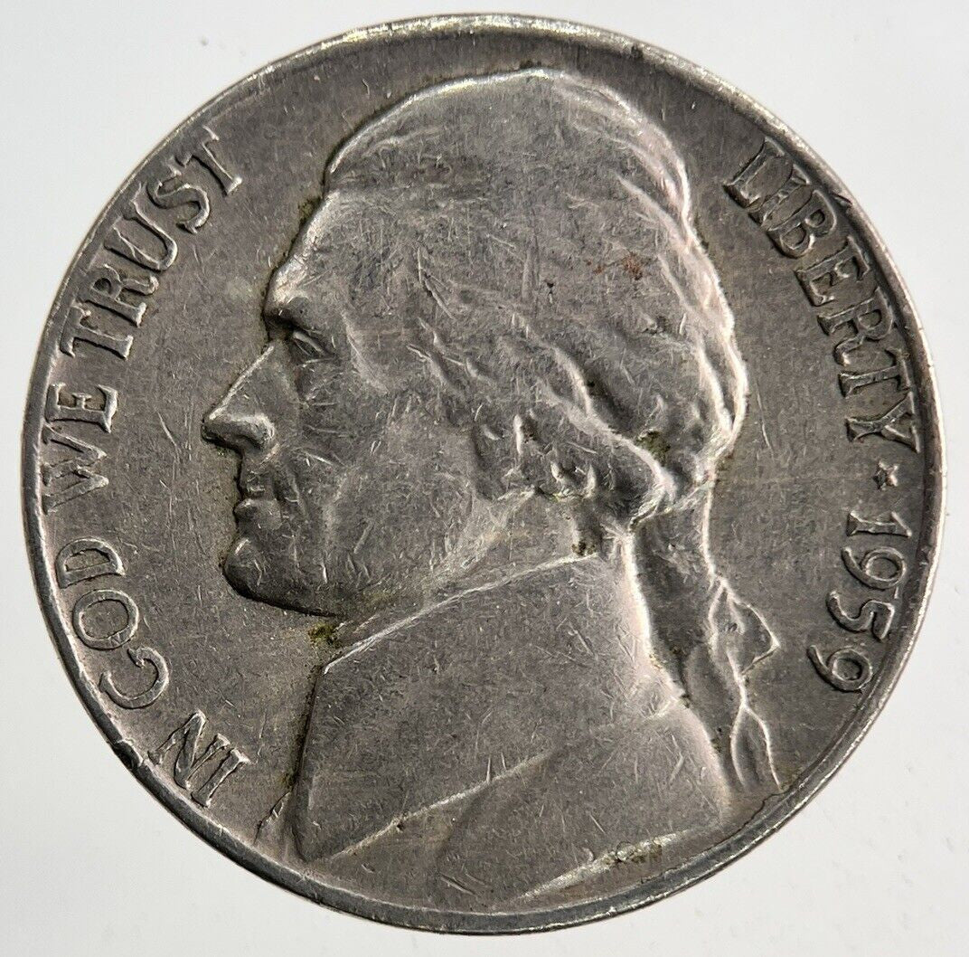 1959 - D US USA Jefferson Nickel V 5 Cents Coin | Fine Collectable Grade