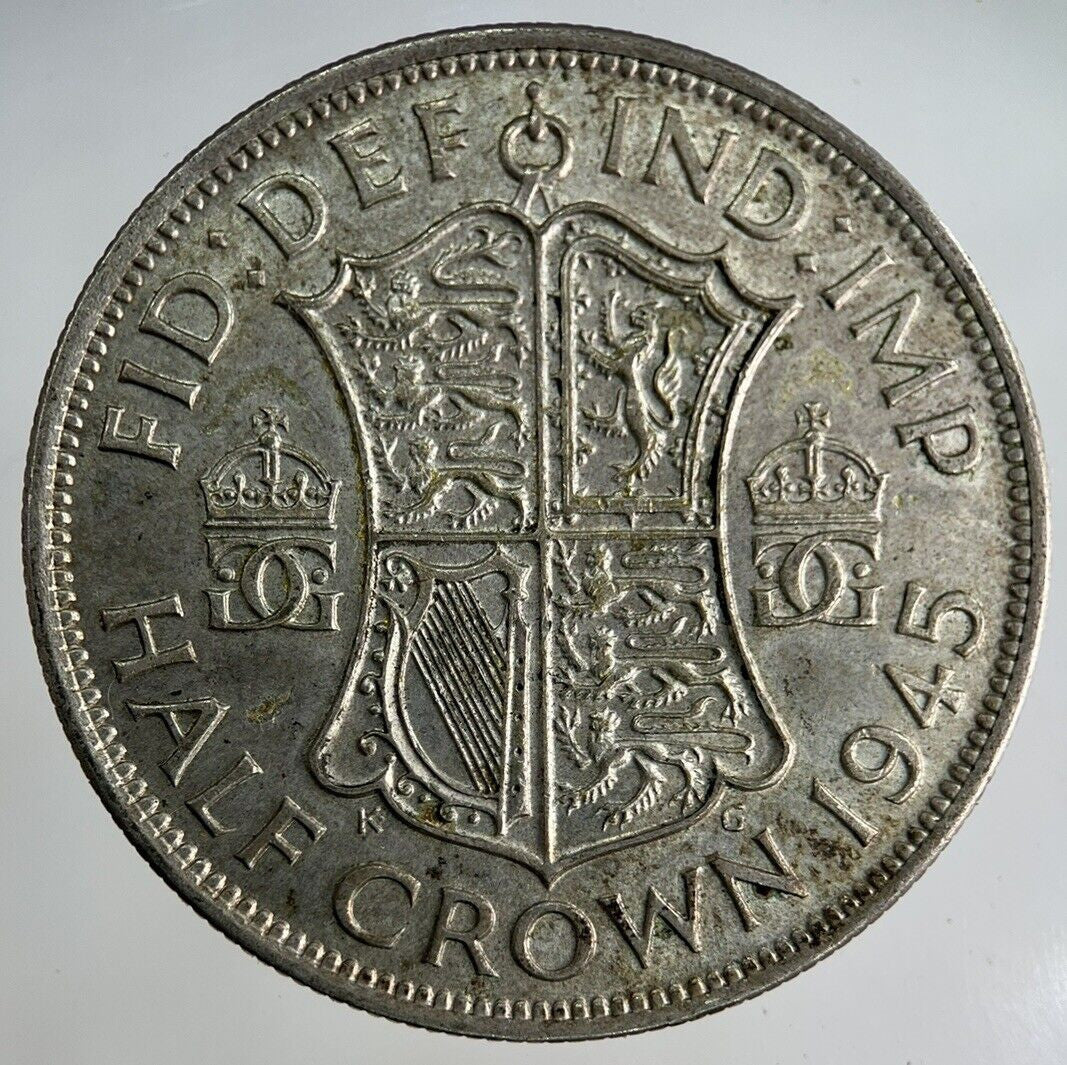 1945 George VI Half - Crown Silver Coin | Fine Collectable Grade