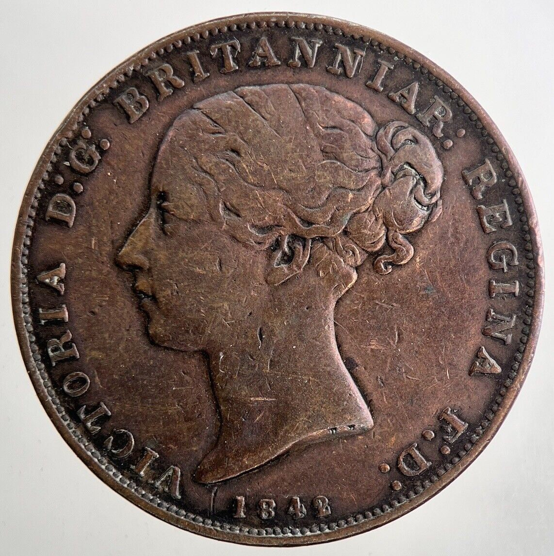 1842 Gibraltar 2 Two Quarts Victoria Half - Penny Coin | Very High Grade | a9469