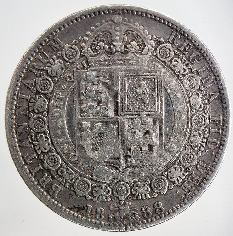 1888 Victoria Half - Crown Silver Coin | Fine Collectable Grade | a6911
