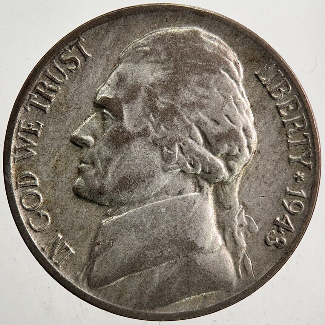 1943 - P US USA War Nickel Silver Coin | Fine Collectable Grade | a5453