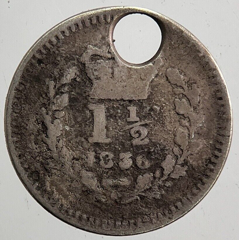 1836 William IV 1 - 1/2 Three - Half - Pence Silver Coin | Collectable Grade a5452