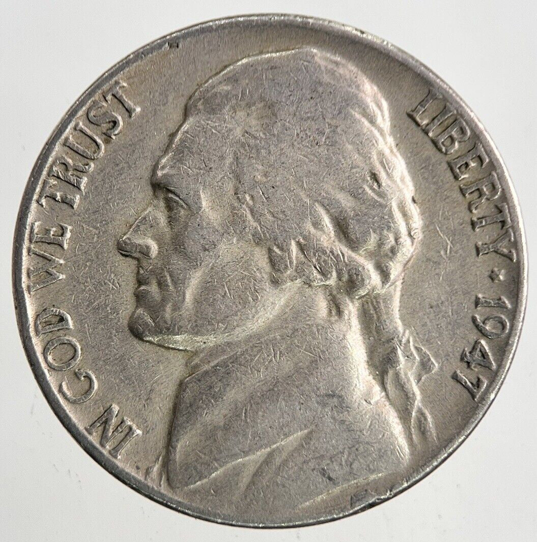 1947 US USA Jefferson Nickel 5 Cents Coin | Fine Collectable Grade