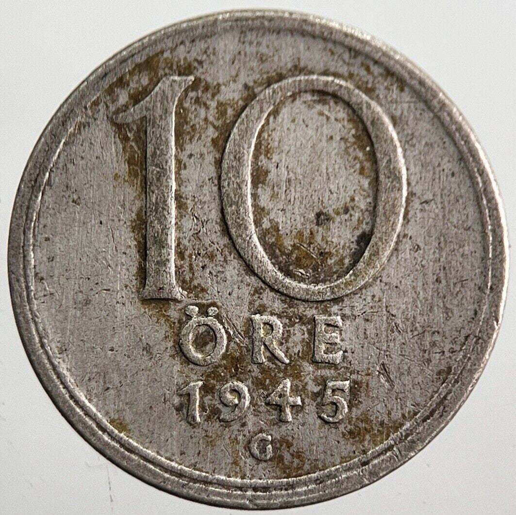 1945 - G Sweden 10 Ore Silver Coin | Collectable Grade | a7828