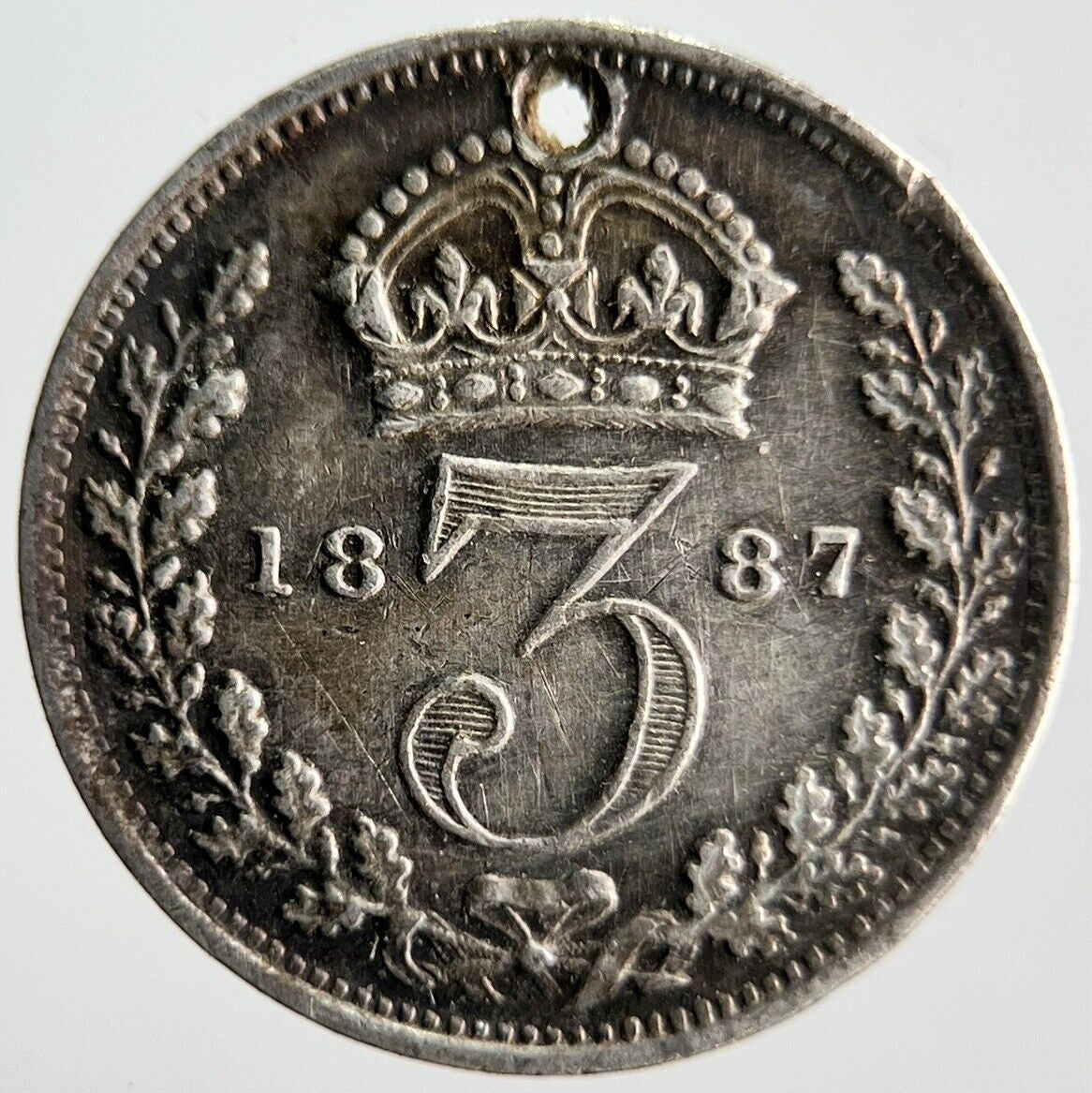 1887 Jubilee Head Victoria Threepence Silver Coin | Very High Grade | a4045