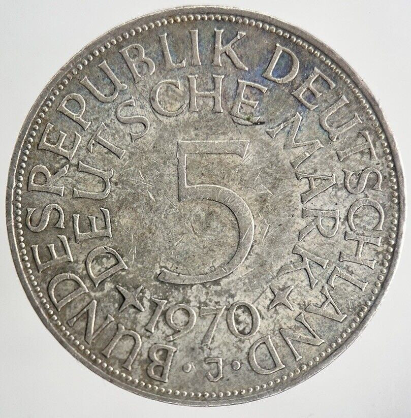 1970 - J Germany 5 Mark Silver Coin | Very High Grade