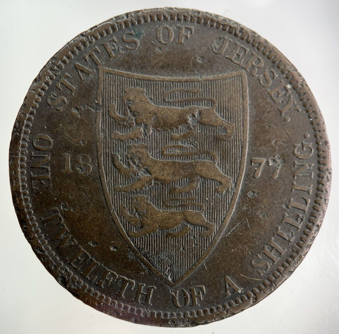 1877 Jersey 1/12th One Twelfth Shilling Coin | Collectable Grade