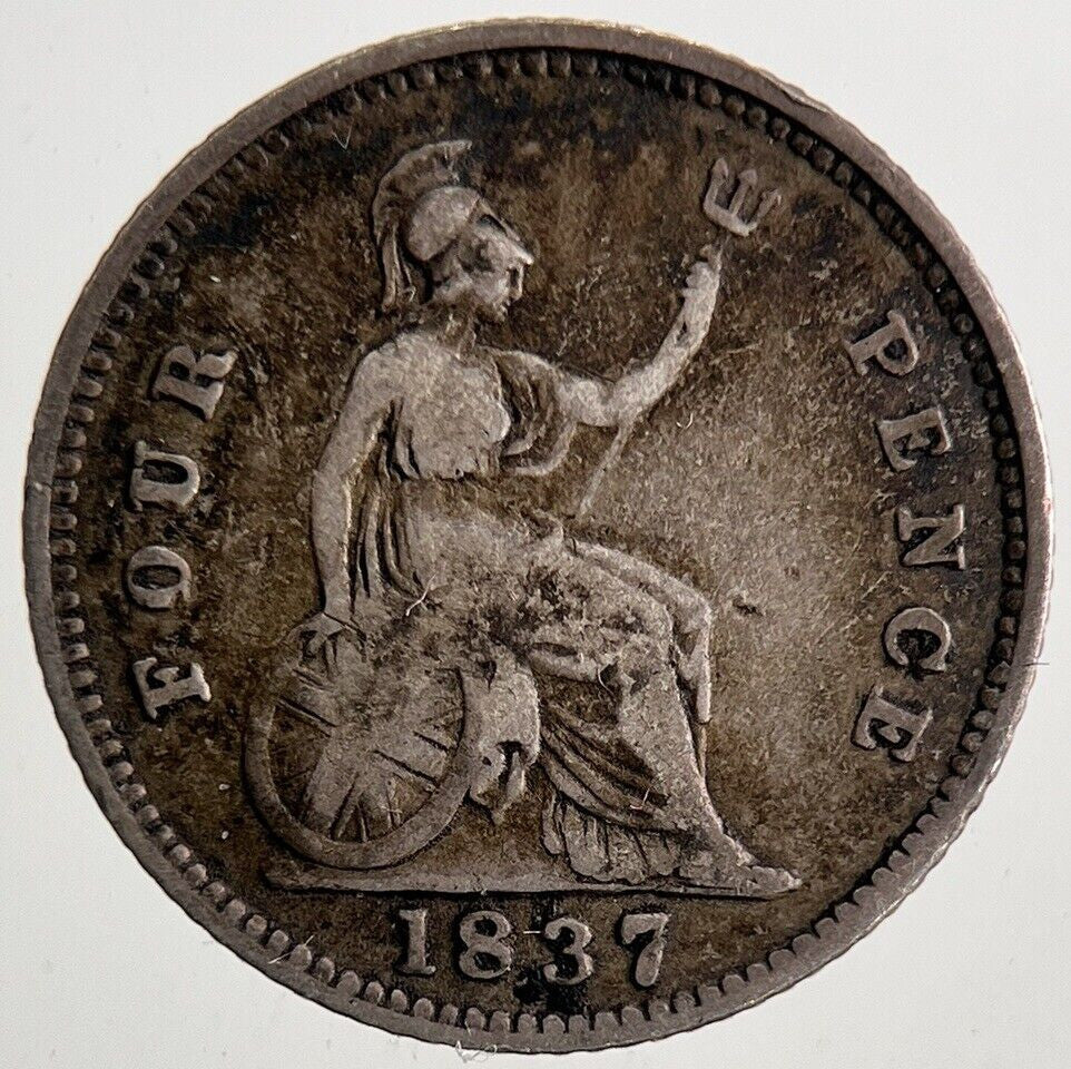1837 William IV Four - Pence Groat Silver Coin | Fine Collectable Grade | a9850
