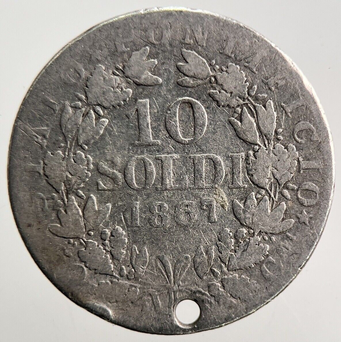 1867 Italy Vatican Pope 10 Soldi Silver Coin | Collectable Grade | a3651