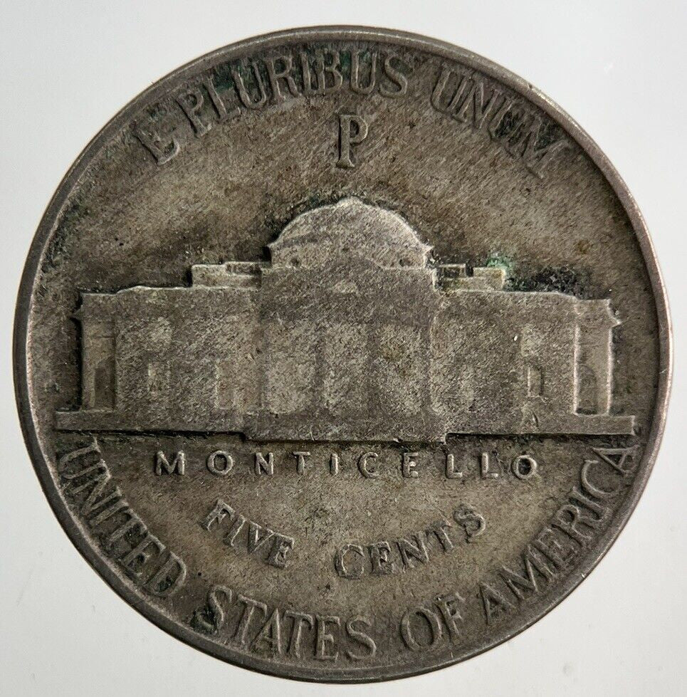 1944 - P US USA Jefferson War Nickel Silver Coin | Fine Collectable Grade