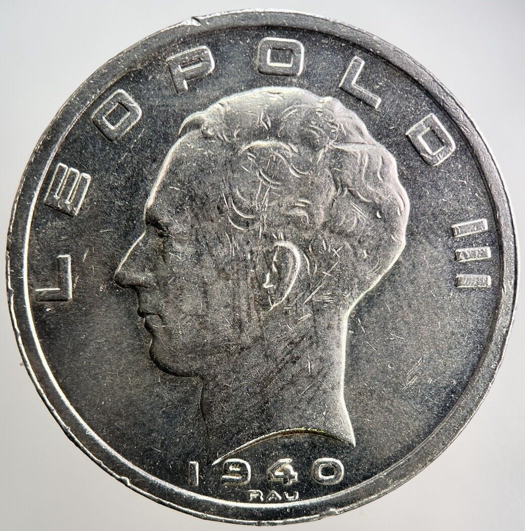1940 Belgium 50 Franc Silver Coin | Fine Collectable Grade | a3645