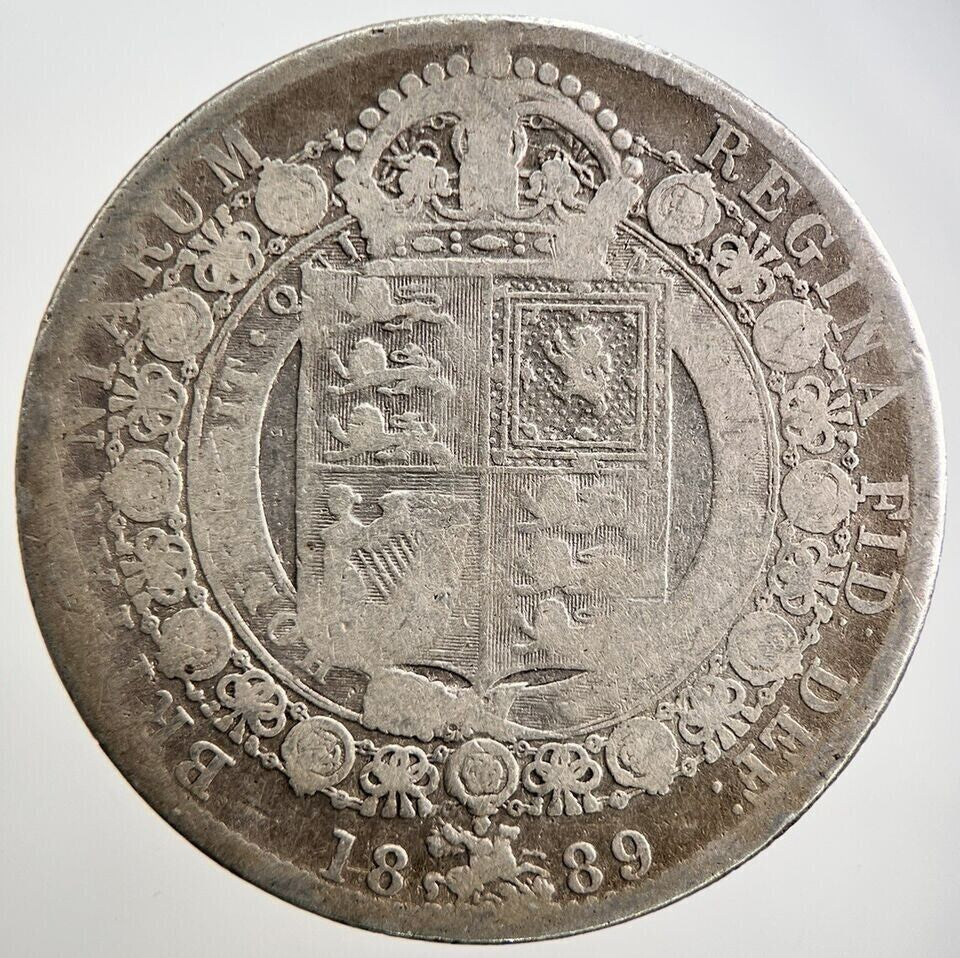 1889 Victoria Half - Crown Silver Coin | Fair Grade | a2628