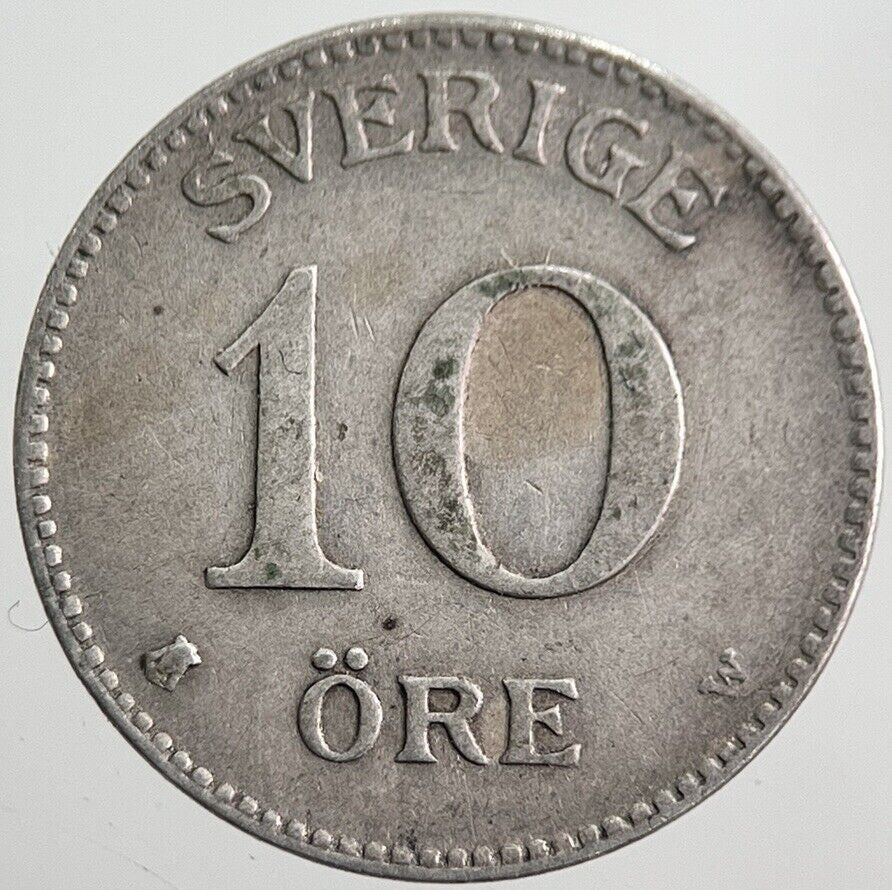 1919 Sweden 10 Ore Silver Coin | Collectable Grade | a7827
