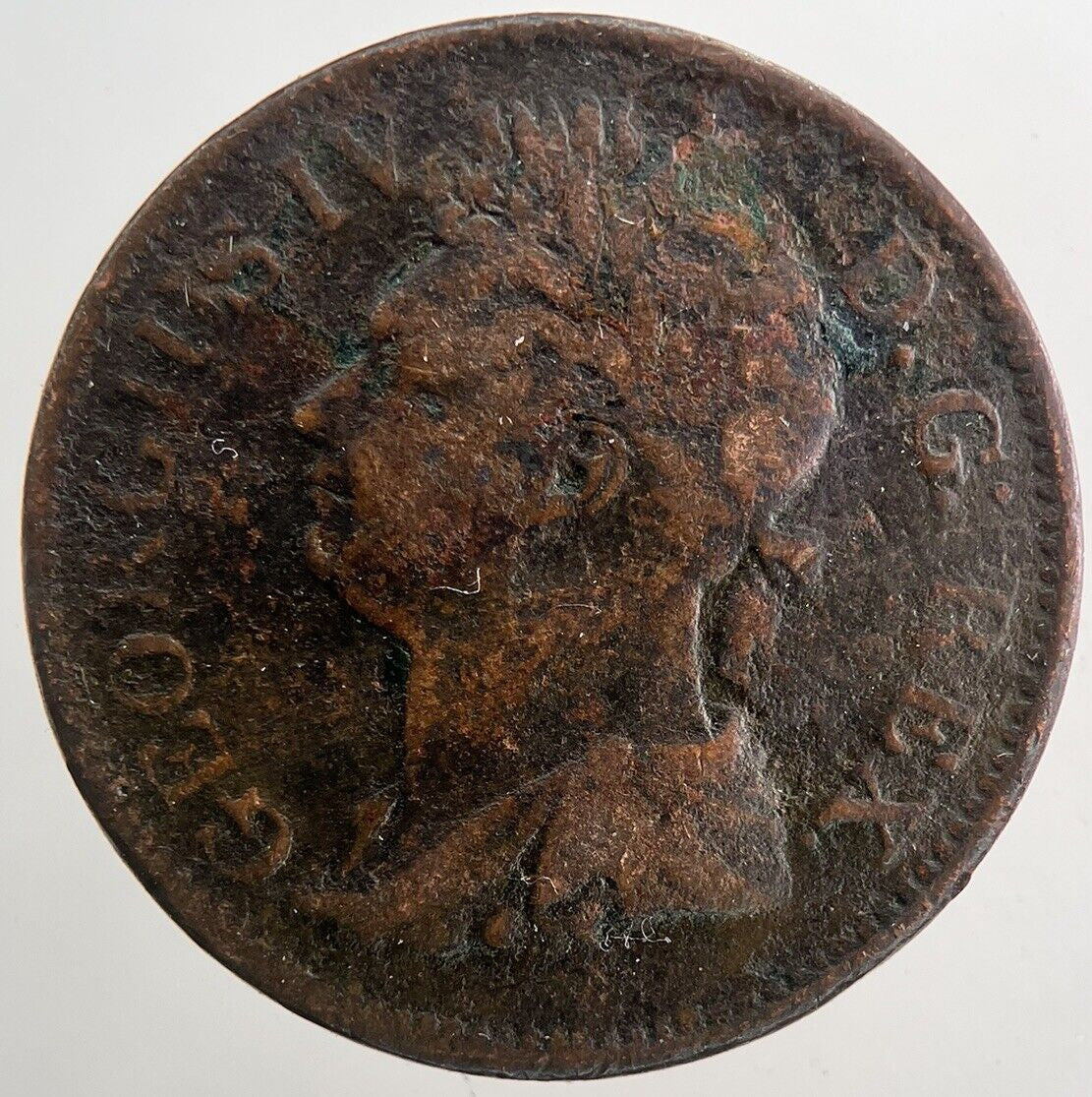 1822 George IV Irish Hibernia Half - Penny Coin | Fine Collectable Grade | a9359