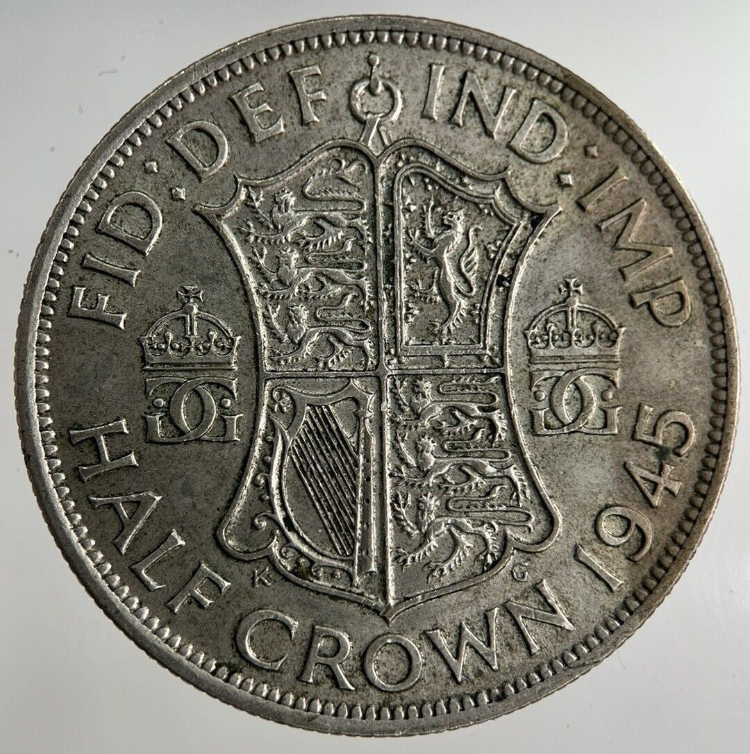 1945 George VI Half - Crown Silver Coin | Fine Collectable Grade