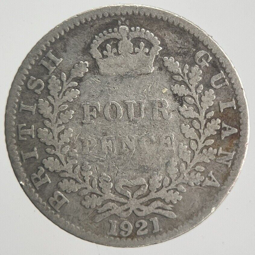 1921 British Four - Pence Guiana Belize Silver Coin | Collectable Grade | a4229