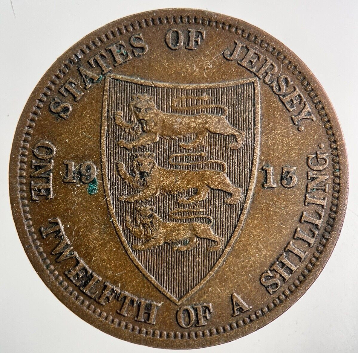 1913 Jersey One Twelfth Of A Shilling 1/12th Coin | Fine Collectable Grade