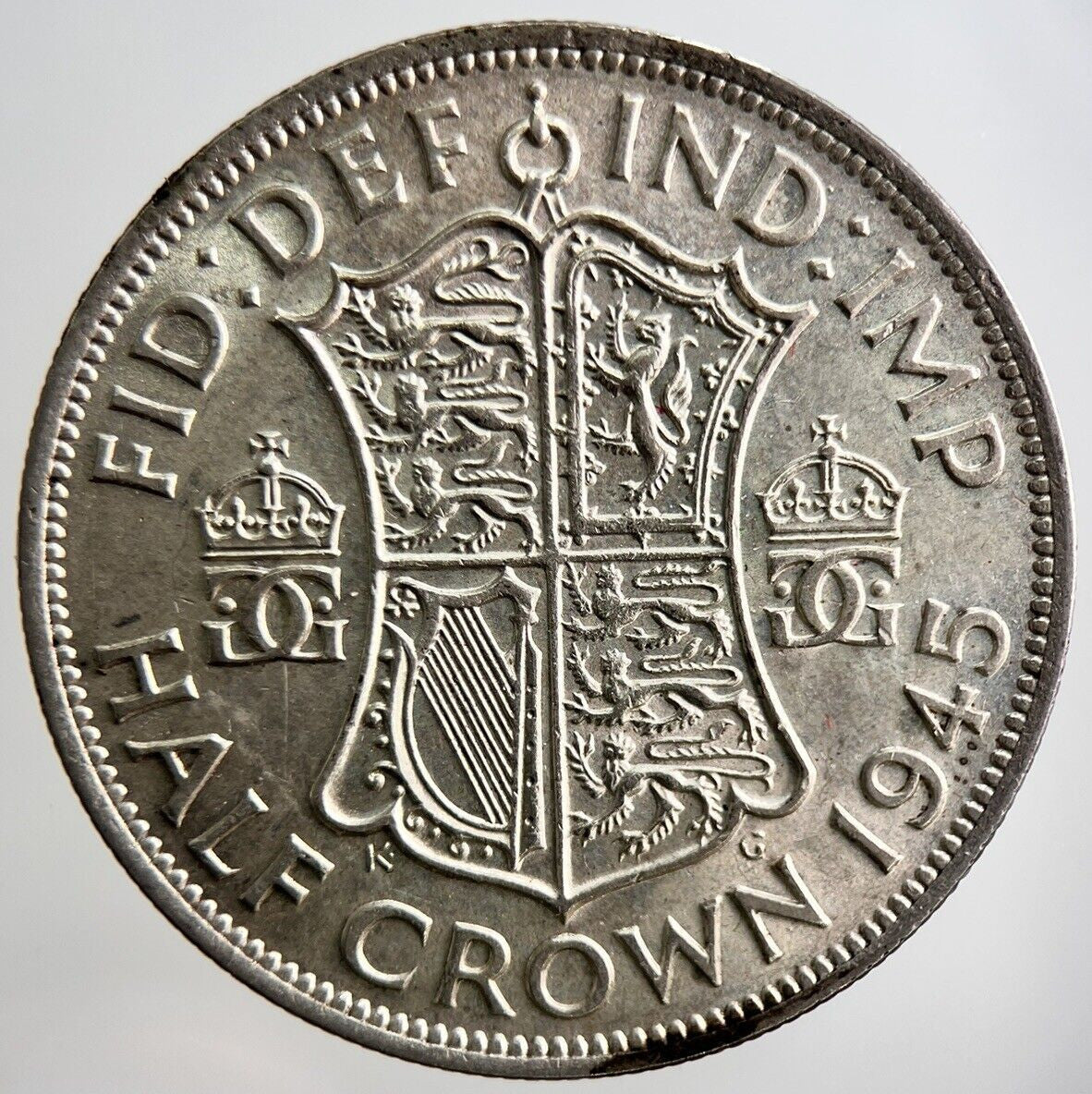 1945 George VI Half - Crown Silver Coin | Very Fine Grade | a2882