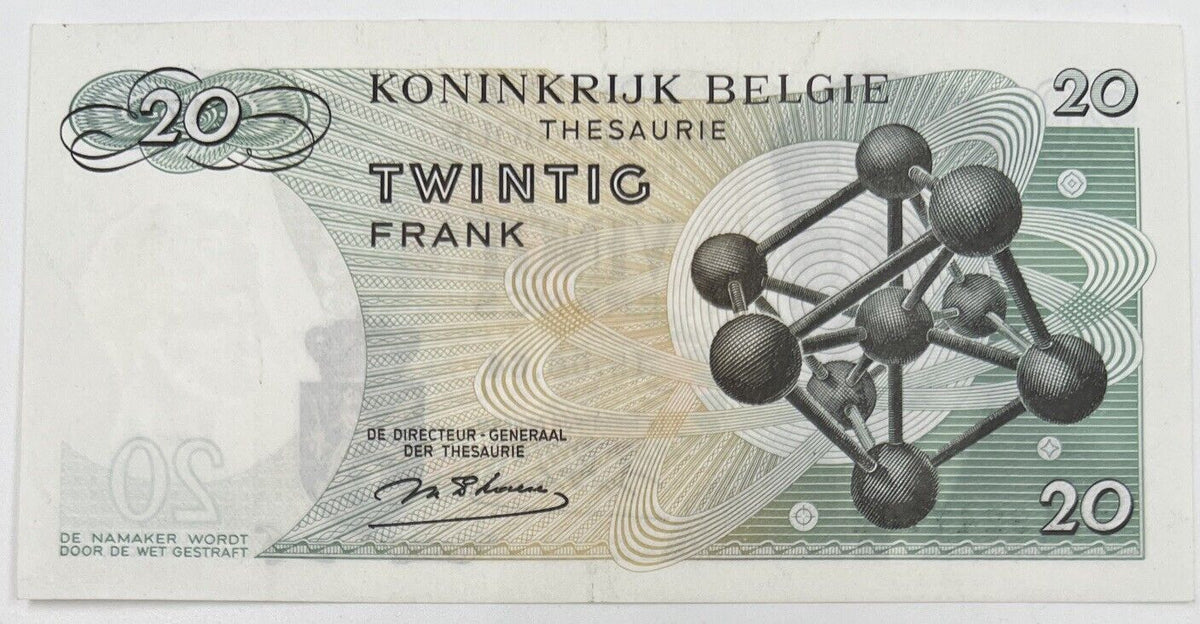 Old Vintage Belgium 20 Francs Banknote | Collectable Grade