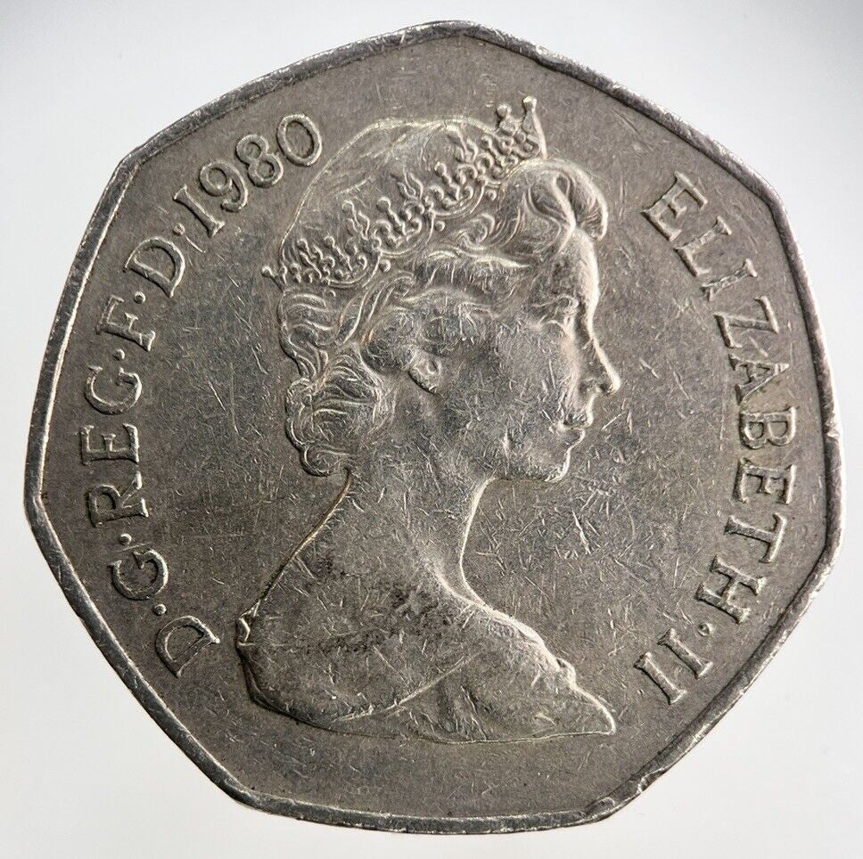 1980 Elizabeth II 2nd 50p Fifty - Pence Coin | Collectable Grade