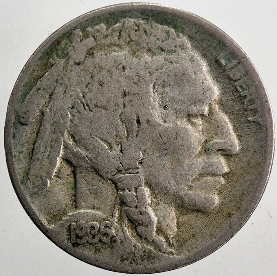 1936 - D US USA Buffalo Indian Head Nickel Coin | Fine Collectable Grade | a5956