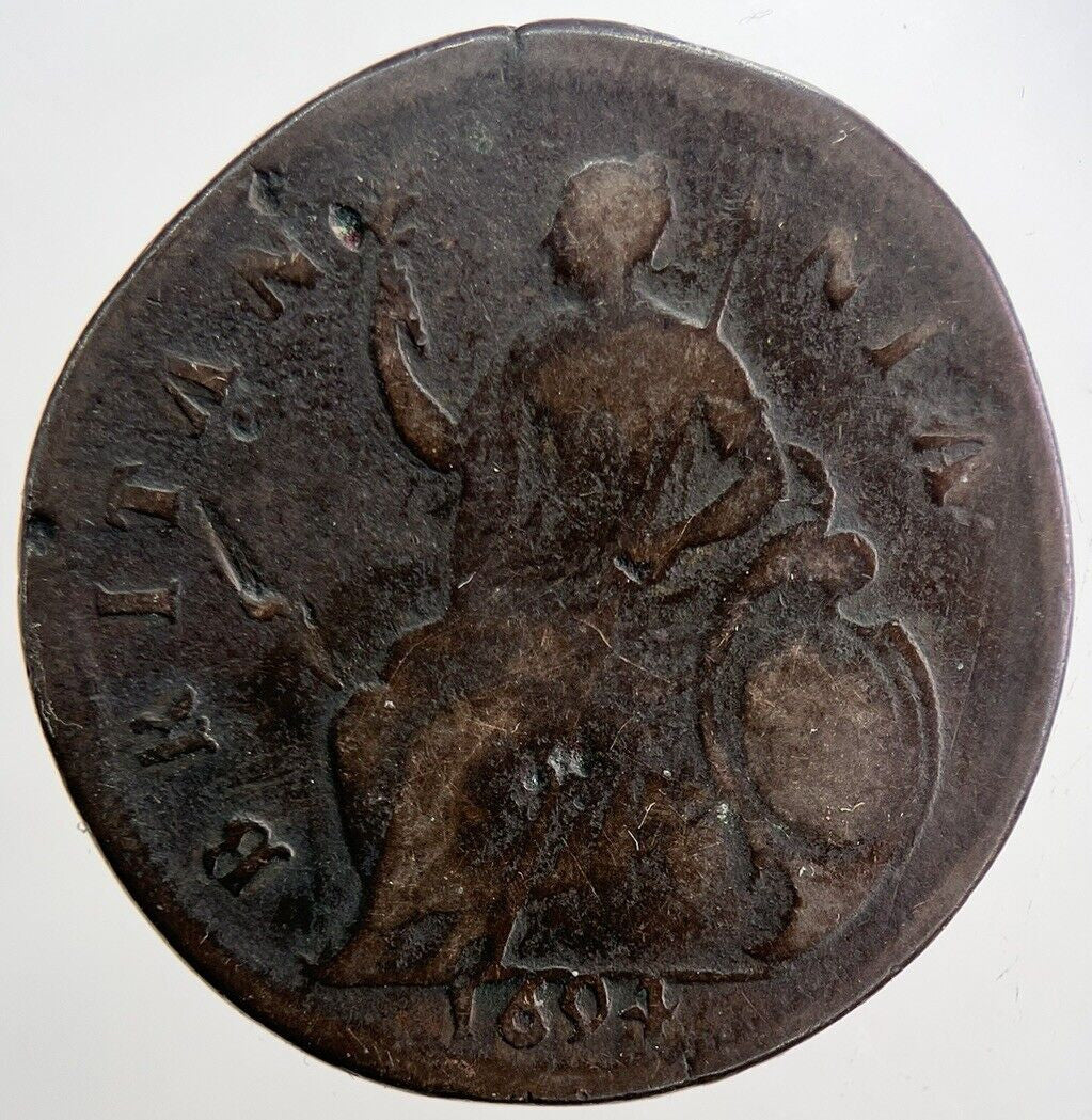 1694 William III 3rd & Mary Half - Penny Coin | Fine Collectable Grade | a6058
