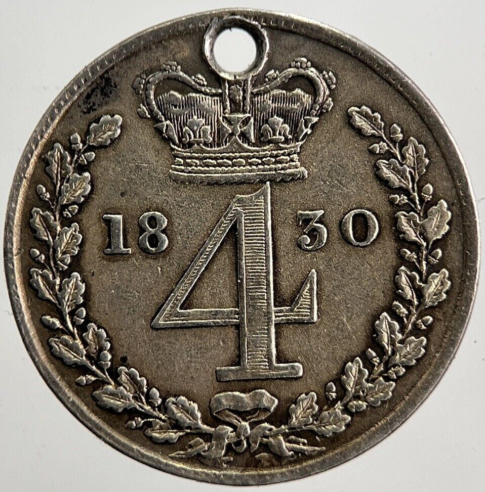 1830 George IV Maundy Four - Pence Silver Coin | Very Fine Grade | a8791
