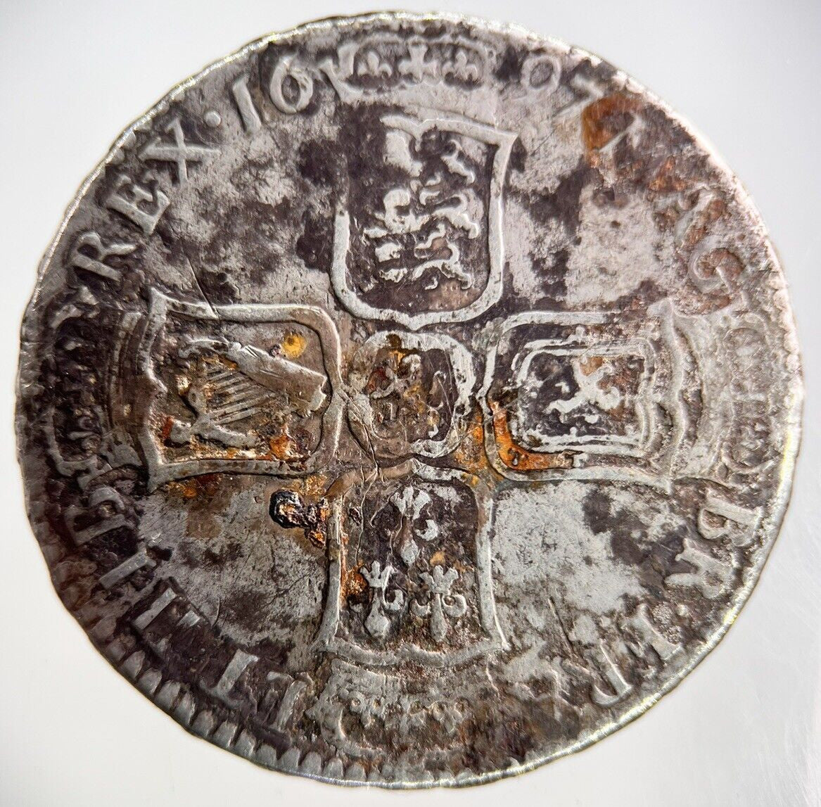 1697 William III 3rd Half - Crown Silver Coin | Fine Collectable Grade