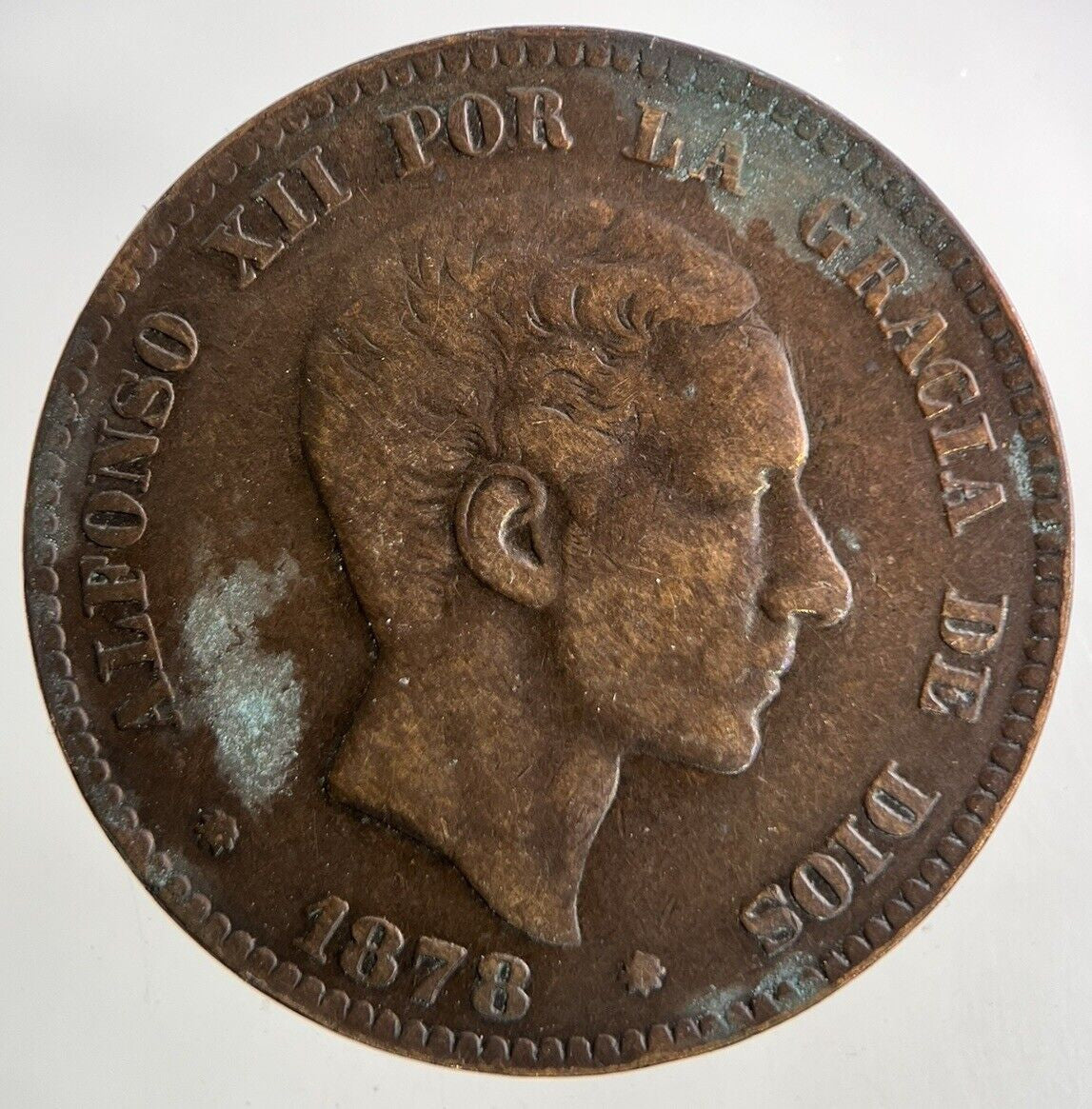 1878 Spain Diez 10 Centimos Coin | Fine Collectable Grade