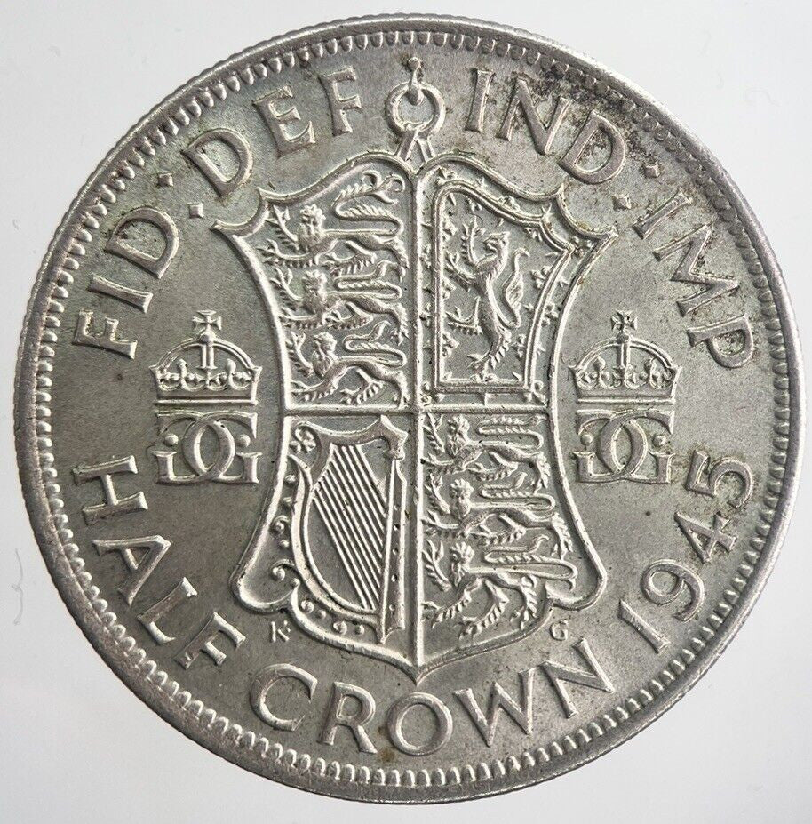 1945 George VI Half - Crown Silver Coin | Very Fine Grade | a6351