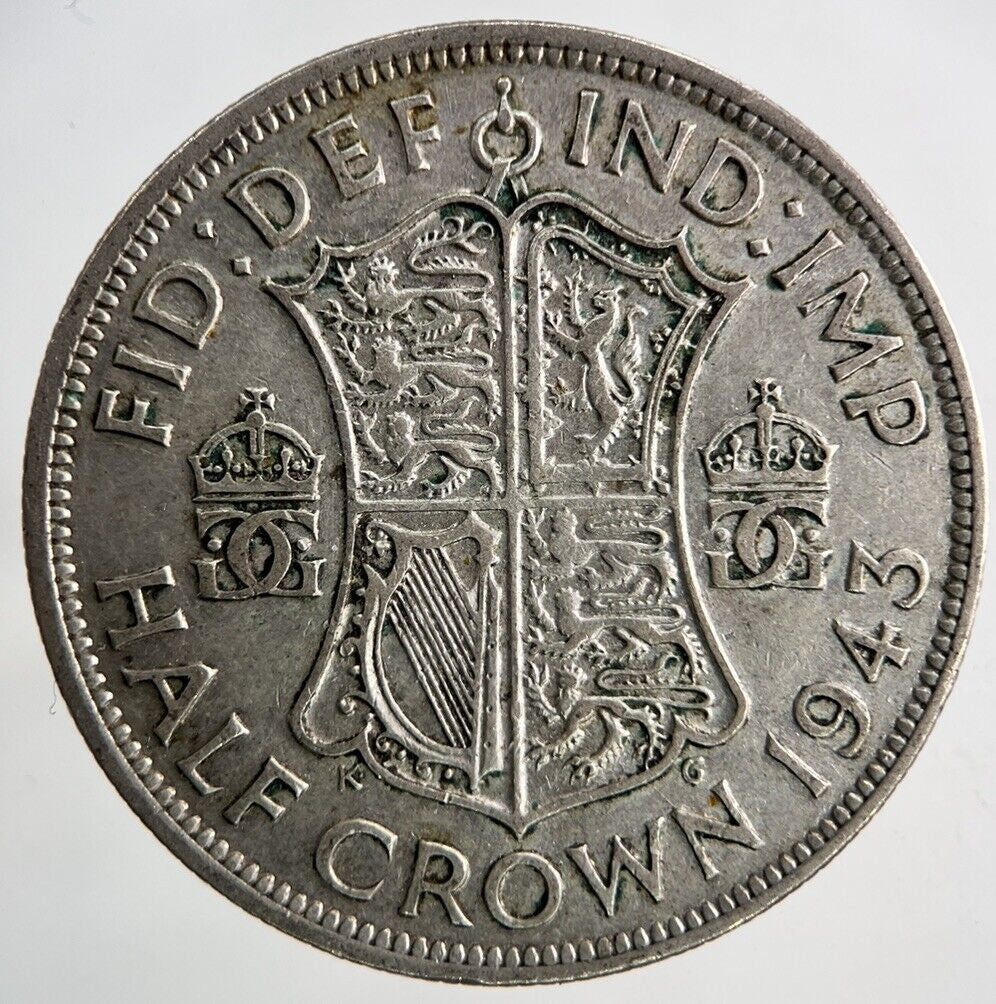 1943 George VI Half - Crown Silver Coin | Fine Collectable Grade