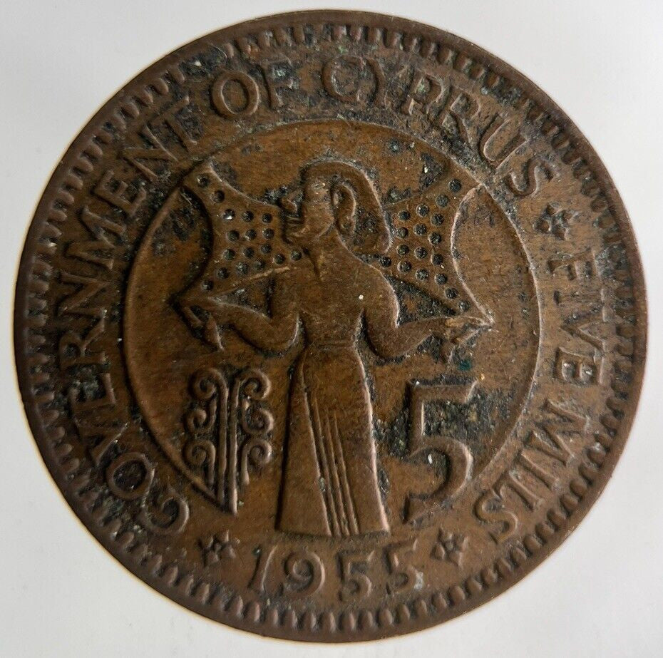 1955 Cyprus 5 Mils Coin | Fine Collectable Grade
