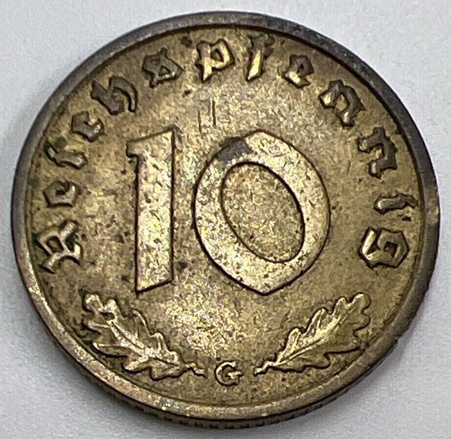 1938 - G Germany Nazi 10 Pfennig Coin | Fine Collectable Grade | a427