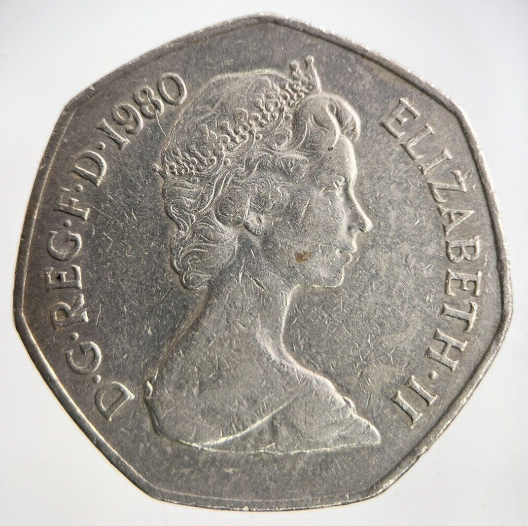 1980 Elizabeth II 2nd 50p Fifty - Pence Coin | Fine Collectable Grade