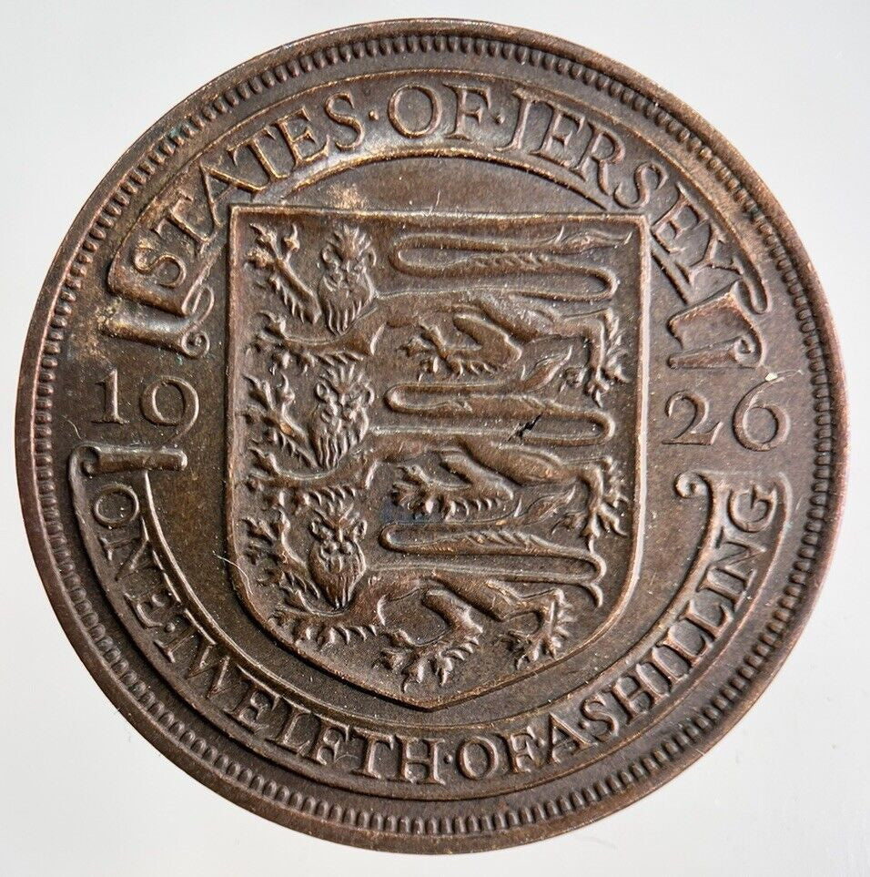 1926 Jersey One Twelfth Of A Shilling 1/12 Coin | Fine Collectable Grade