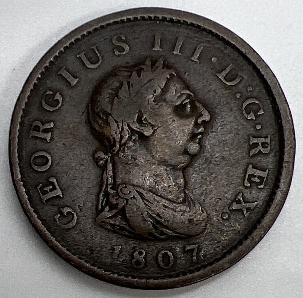 1807 George III Penny | British Copper Coin | Fine Collectable Grade | a1186