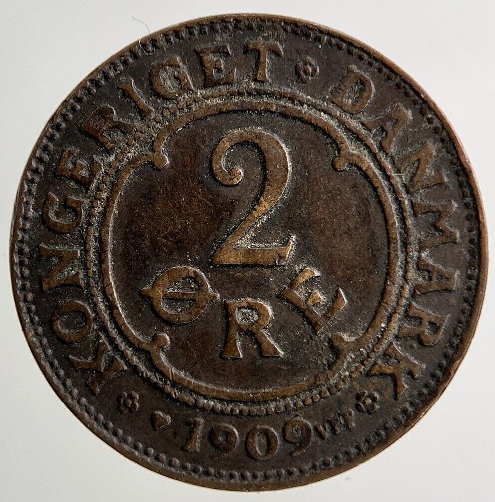 1909 Denmark 2 Ore Coin | Fine Collectable Grade