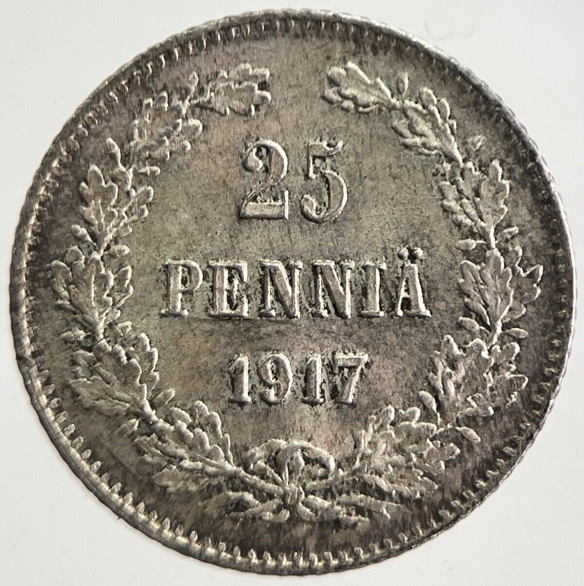 1917 Finland 25 Pennia Silver Coin | Very High Grade | a4856
