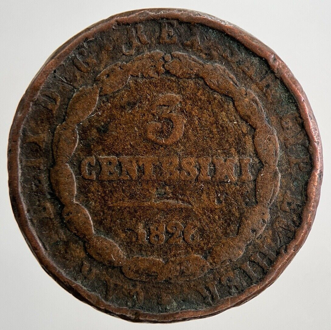 1826 Italy 3 Centesimi Sardinia Coin | Collectable Grade | a8285