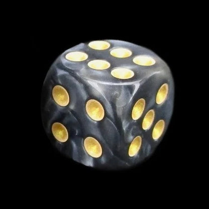 12 x Grey / Gold 12mm Dice Dungeons and Dragons RPG Role Playing Board Game
