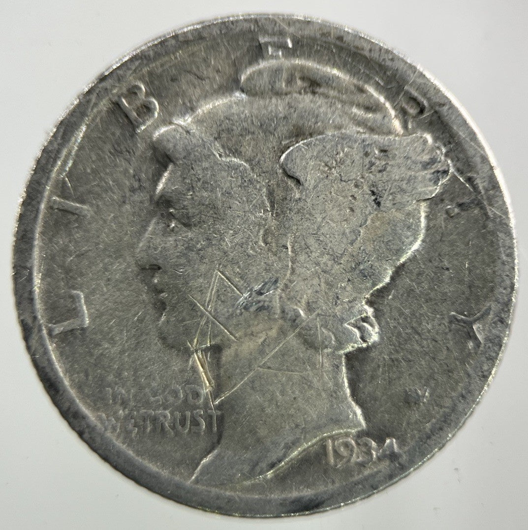 1934 - D US USA Mercury Dime Silver Coin | Collectable Grade