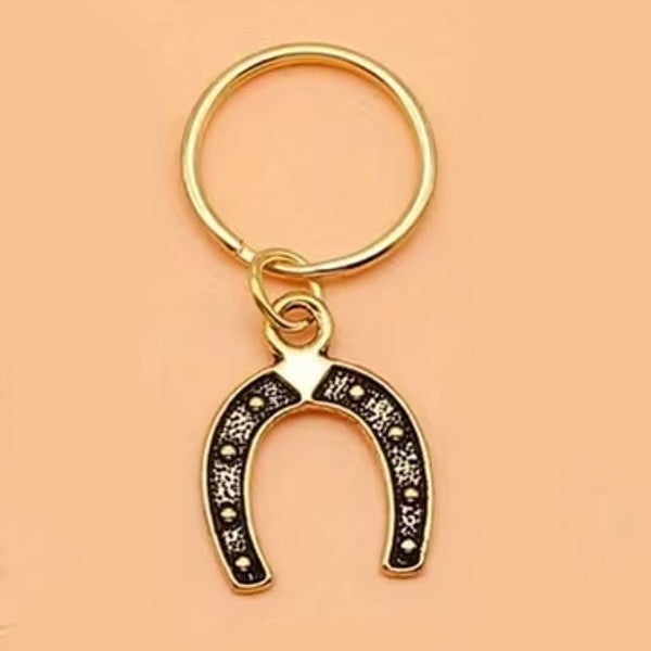 Mini Metal Lucky Horseshoe Charm Keyring Keychain Gift UK