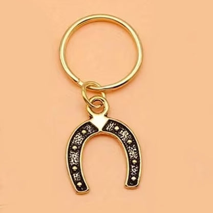 Mini Metal Lucky Horseshoe Charm Keyring Keychain Gift UK