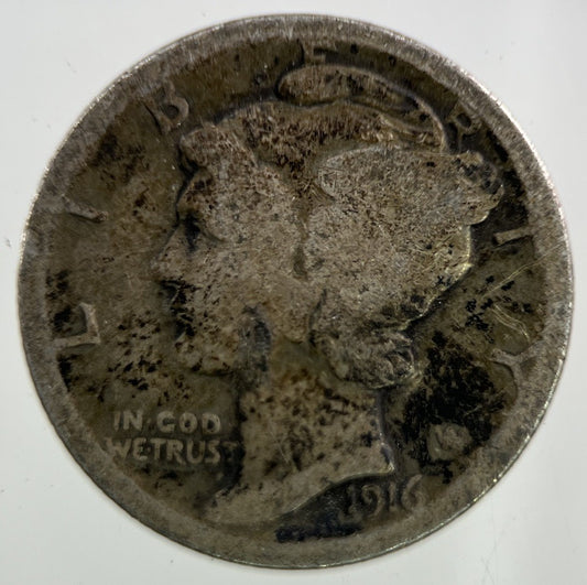 1916 US USA Mercury Dime Silver Coin | Collectable Grade