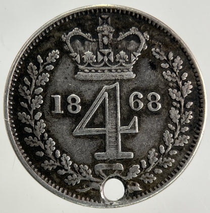 1868 Victoria Maundy Four - Pence Silver Coin | Very High Grade