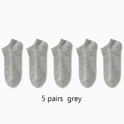 5 Pack Womens Trainer Grey Ankle Socks Invisible Cotton Low Cut Sports Socks
