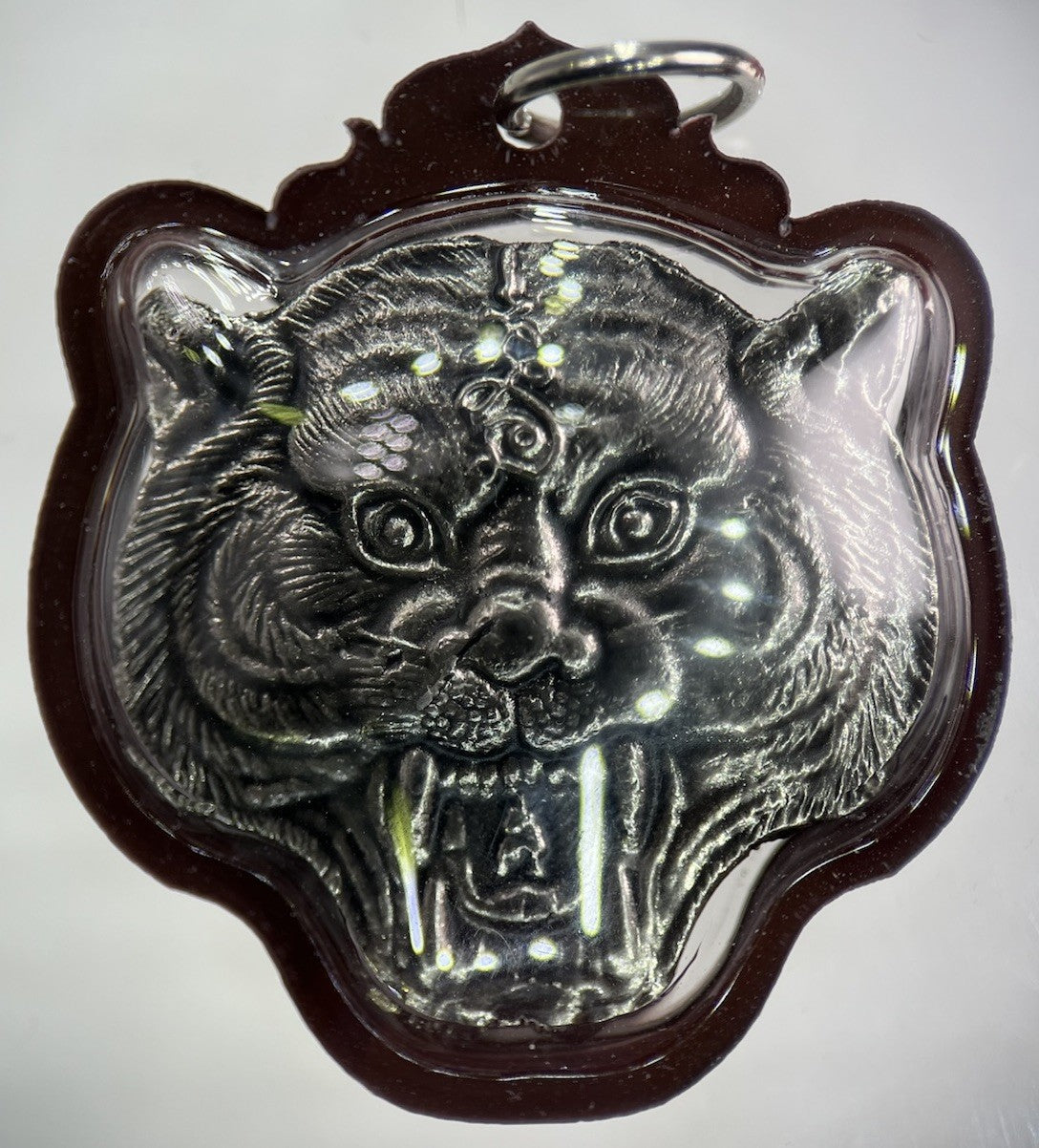 Old Thai Thailand Metal Tiger / Monk Hanging Charm Medal Coin | Height 4cm