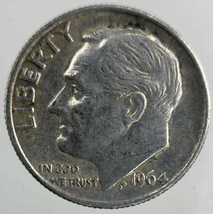1964 US USA Roosevelt Dime Silver Coin | Fine Collectable Grade